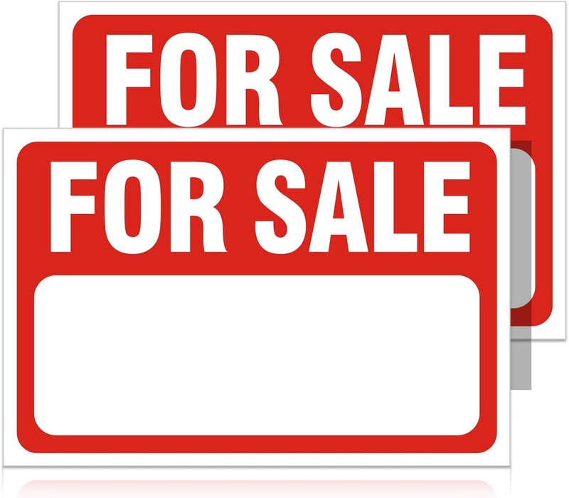 Ayifan 2 Pack For Sale Sign Stickers,12" x 8" Sale Sign for Car and Vehicles, Self-Adhesive Vinyl Decal for House,Home,Boats,Large Space for Handwriting Red - Image 1
